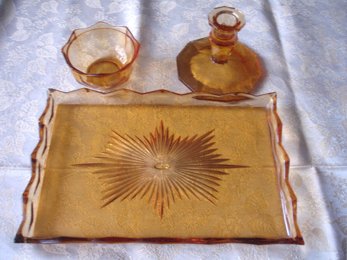 Vintage amber glass - glass, dressing
