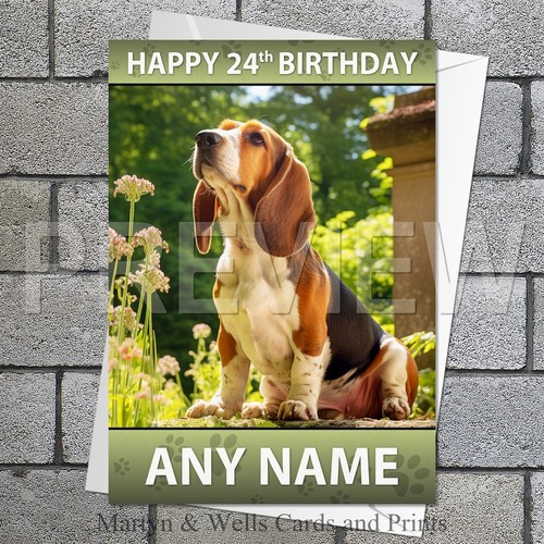Basset hound birthday card - basset,