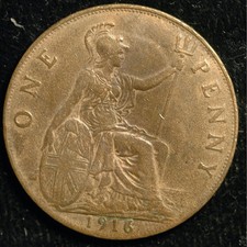 Penny 1916 George V EF (T110)