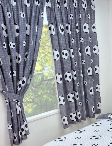 Football curtains grey white - grey,