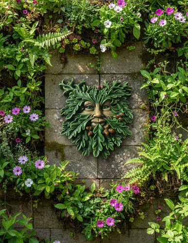 Thorn green man wall - green, plaque