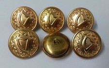 Vintage Irish Harp insignia Decorative Edging Uniform Shank Buttons X6 ASBT193