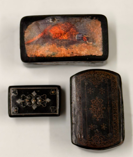 Antique papier mache snuff - mache,