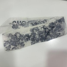 Dior Silk Scarf Toile de Jouy White Black Elegant Used No Box