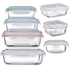 Freska Glass Food Storage Containers with BPA Free Airtight Lid Lunch Box Bento