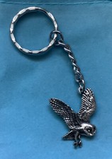 Barn Owl Silver Pewter Keyring