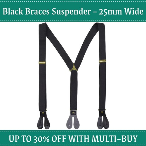 Black braces plain 25mm wide - 25mm,