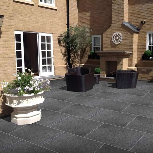 Ash black granite - black, paving