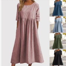 Baggy Solid Midi Dress Casual