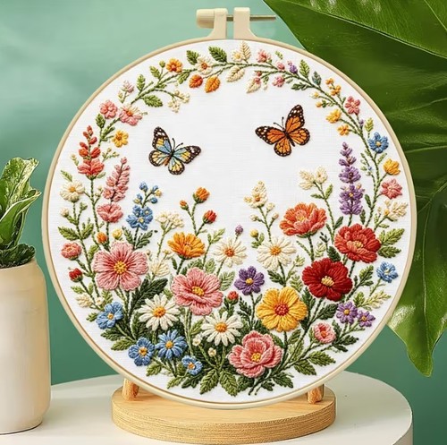 Butterfly garden embroidery - garden,