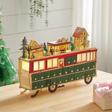 DIY Wooden Advent Calendar w/ 24 Drawer Compartments LED Light Tabletop Ornament