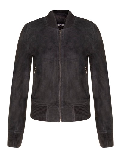 Ladies black goat suede bomber - ladies,