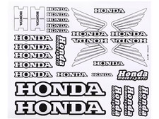 HONDA Motorbike Decal/Sticker Bundle - White/Black, 30x25cm Sheet. Free Delivery