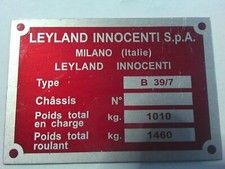 Nameplate sign Leyland innocenti Mini B 39/7 s76 s100