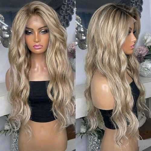 Mixed blonde long wavy lace - mixed,