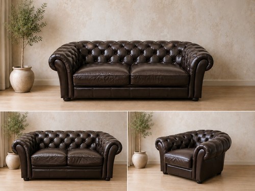 Vintage brown chesterfield - vintage,