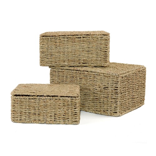Seagrass woven storage basket - woven,