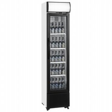 SUPER SLIMLINE GLASS DOOR BAR SHOP BOTTLE COOLER DRINKS FRIDGE & LED CANOPY