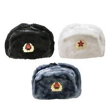 Russian Fur Hat Army Military Style Winter Outdoor Fishing Hunting Cossack Badge