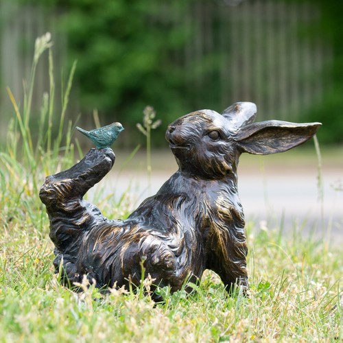 Bronze rabbit bird ornament - &,