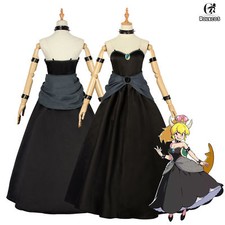 NEW Bowsette Booette Princess Bowser Peach Long Dress Cosplay Costume COS