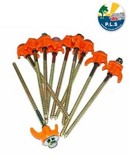 10 x Hi-Viz Drill Screw In Heavy Duty Hard Ground Rock Pegs  Awning Tent