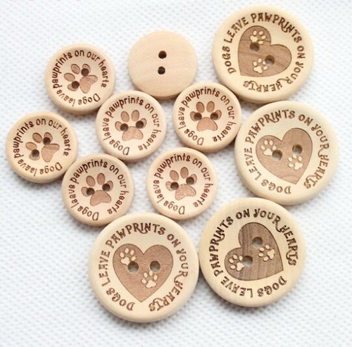Natural wooden dogs paw prints - natural,