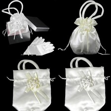 GIRLS WHITE IVORY GLOVES & DOLLY BAG GIFT BOX SET HOLY COMMUNION FLOWER GIRL 