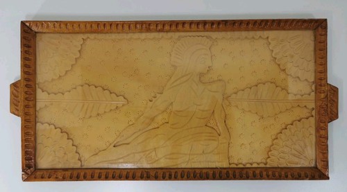 Vintage tray handmade carved - tray,