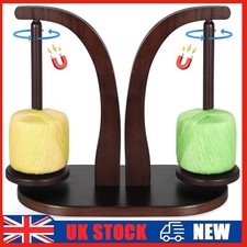Wooden Yarn Holder Symmetrical Design Widened Base Rotating Magnetic Wool Stand