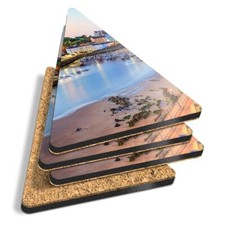 Triangle MDF Coaster Sunrise Tenby Harbour Wales UK #52182