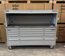 CRYTEC Pro Cab 72in Grey Stainless Steel Drawer Bench Tool Box Chest Hutch Full