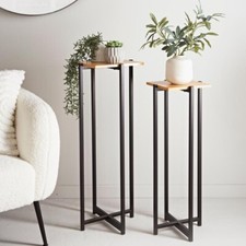 Set of 2 Plant Stands Black