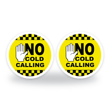 Set of 2 No cold callers Door Stickers - Yellow Safety Signs - 95mm Waterproof