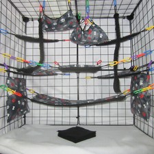17 pc Sugar Glider Cage Set - Tie Dye Paw Print - Rat Cage Set, Accessories