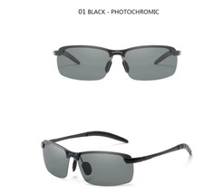 Photochromic Sunglasses Men Polarised Driving Chameleon Glasses Change BLACK-01_