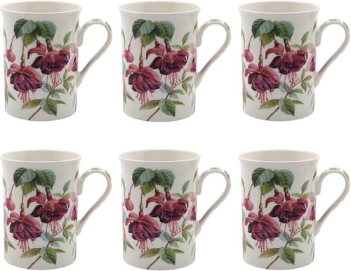 Fuchsia flower coffee mugs - 6,