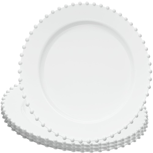 White plastic charger plates - plastic,