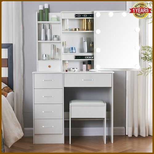 White dressing table - white, led