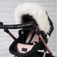 White DOLLS Hood Fur Pram