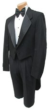 Men's 42R Tuxedo Tailcoat | Super 90s Wool | Made in USA | Formal Black Jacket