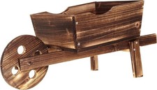 LIVIVO Wooden Wheelbarrow Garden Planter Rustic Fir Wood with Rotating Wheel