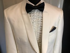 Men’s Ivory/ White Dinner Jacket With Shawl Collar by M&S 40 Short Washable Wool