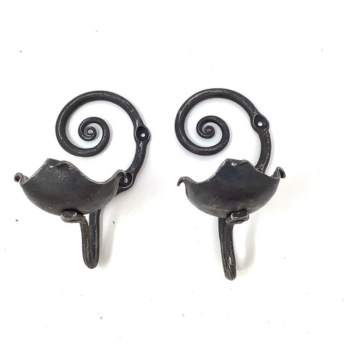 Pair forged candle wall - candle,