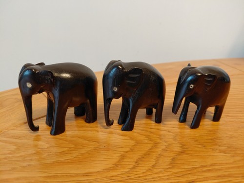 Vintage ebony elephants set - set, of