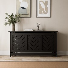 Radiator Cover Black Modern Chevron Slat Shelves MDF Cabinet Shelf Large