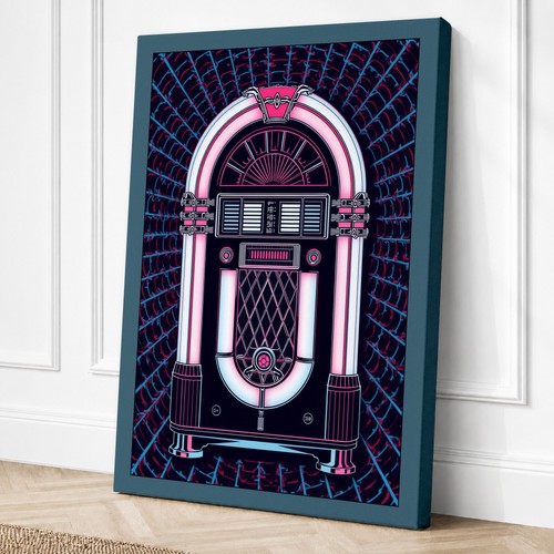 Neon jukebox retro canvas - jukebox,