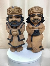 japanese kokeshi old doll vintage traditional wooden 9.8inch 2pieces Nipopo Ainu