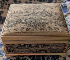 Florentine Embroidered Schmid Vintage Musical Jewelry Box 