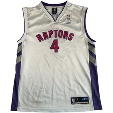 Reebok Toronto Raptors NBA Jersey Men's Large Chris Bosh #4 White Vintage